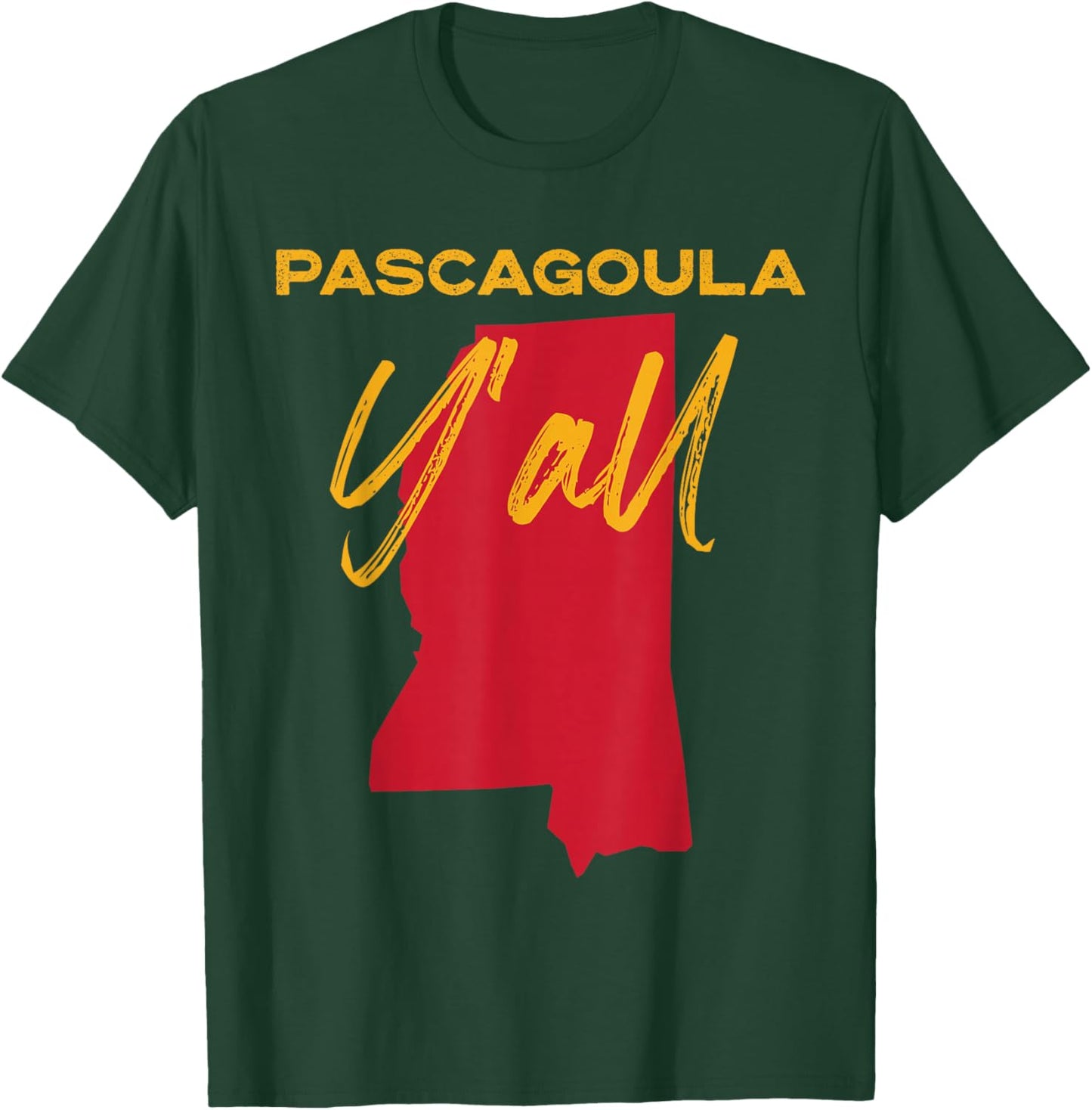 Pascagoula Mississippi Y'all MS Pride State Map Cute T-Shirt - T-Shirt | Forest