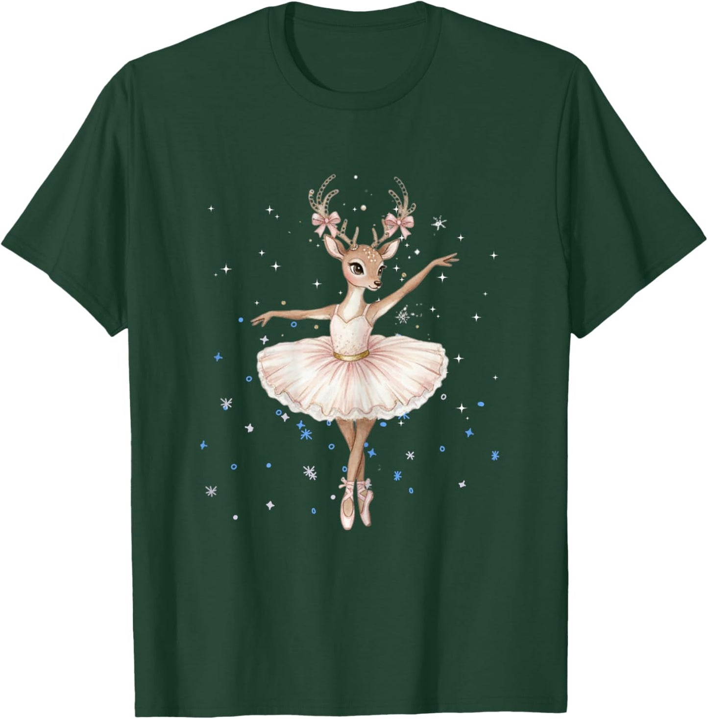 Cute Reindeer Dancer Christmas Ballerina Xmas Design T-Shirt - T-Shirt | Forest
