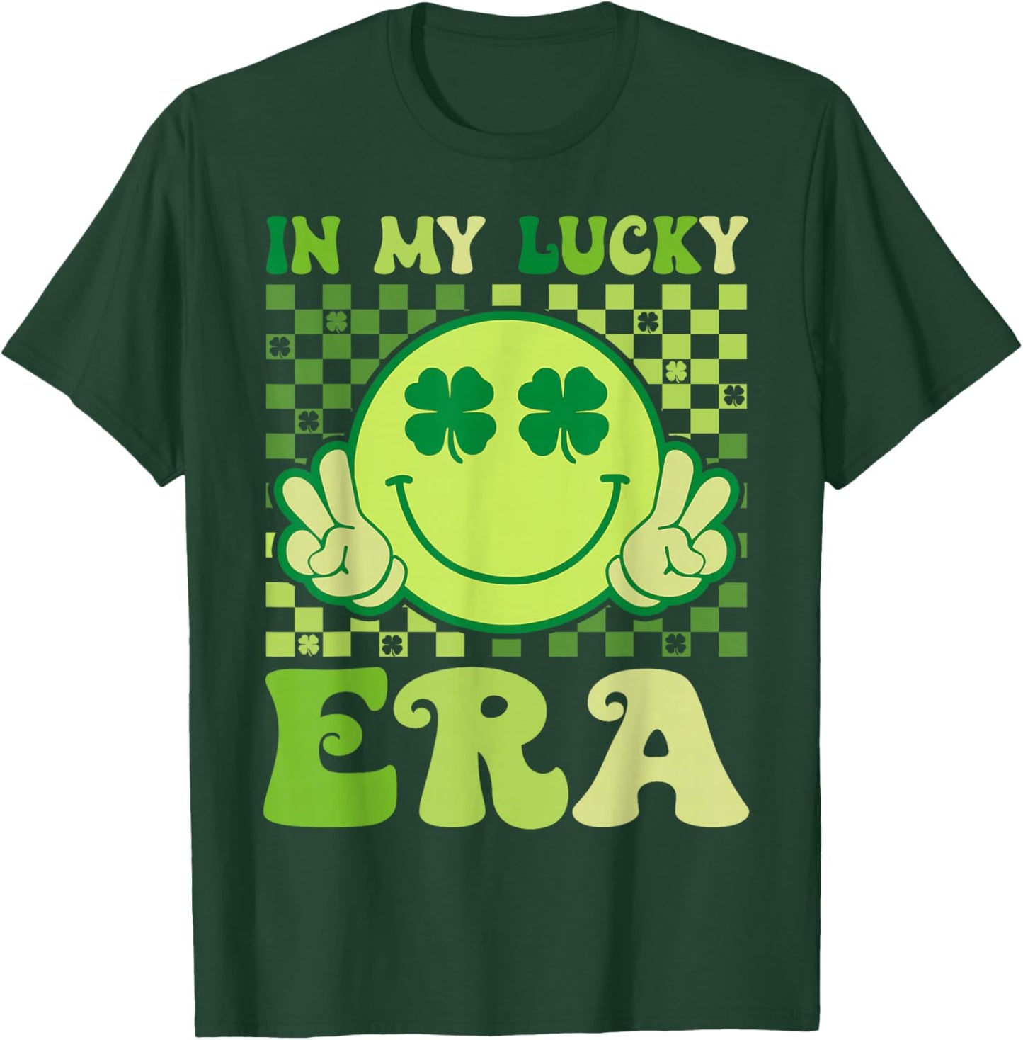 Groovy in My Lucky Era St Patricks Day Shamrock Men Women T-Shirt - T-Shirt | Forest