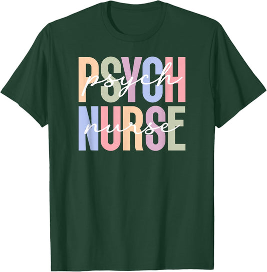 Boho Psych Nurse Appreciation Psychiatric Nurse T-Shirt - T-Shirt | Forest