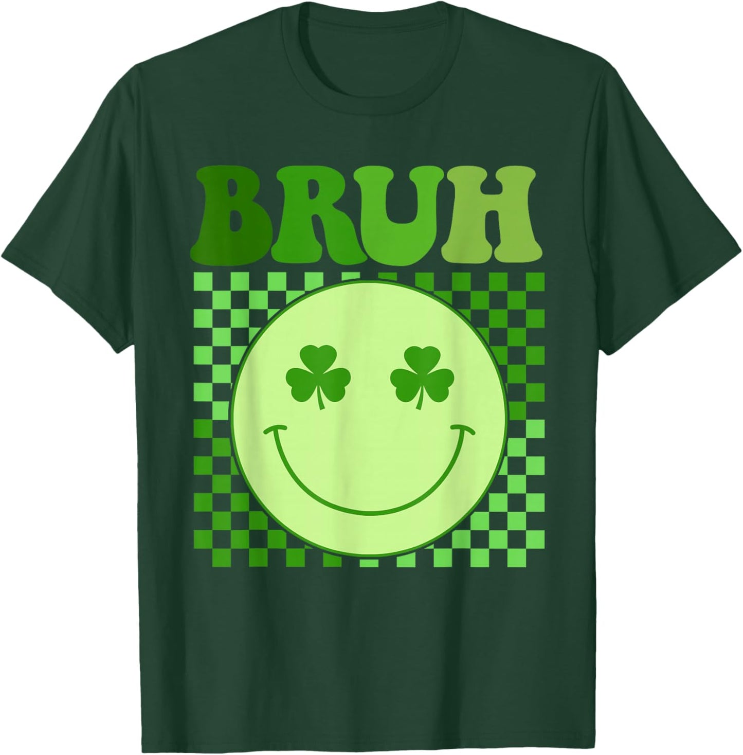 Groovy St Patricks Day Bruh Lucky Shamrock Women Girls Kids T-Shirt - T-Shirt | Forest