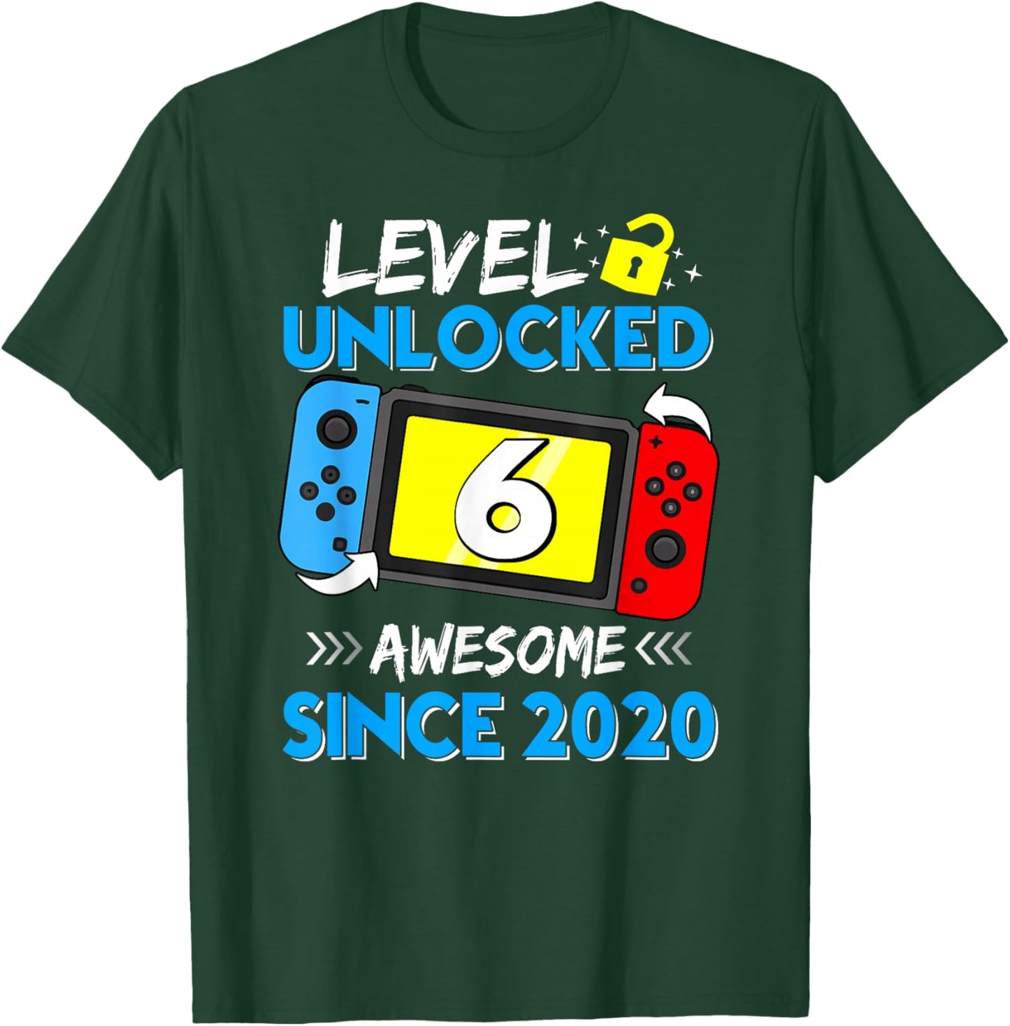 Level 6 Unlocked Awesome Since 2020 6th Birthday Video Game T-Shirt - T-Shirt | Forest