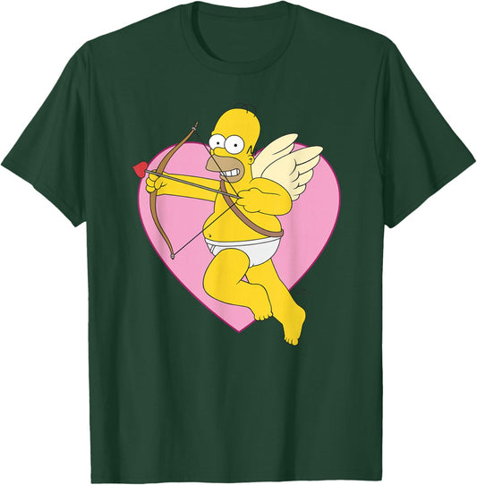 The Simpsons Valentine's Day Cupid Homer Heart Portrait T-Shirt - T-Shirt | Forest