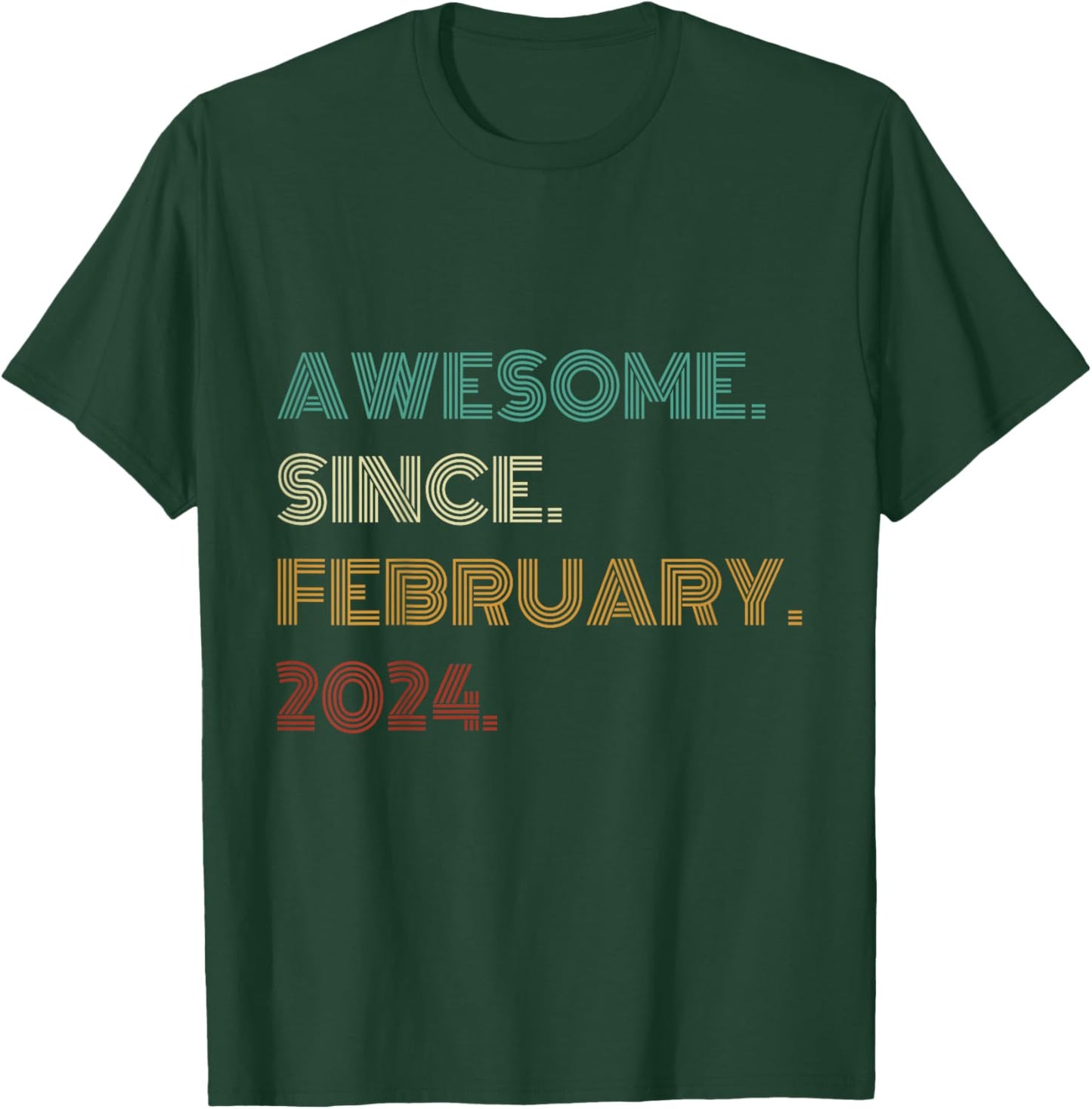 Kids 2 Years Old Awesome Since February 2024 2nd Birthday T-Shirt - T-Shirt | Forest