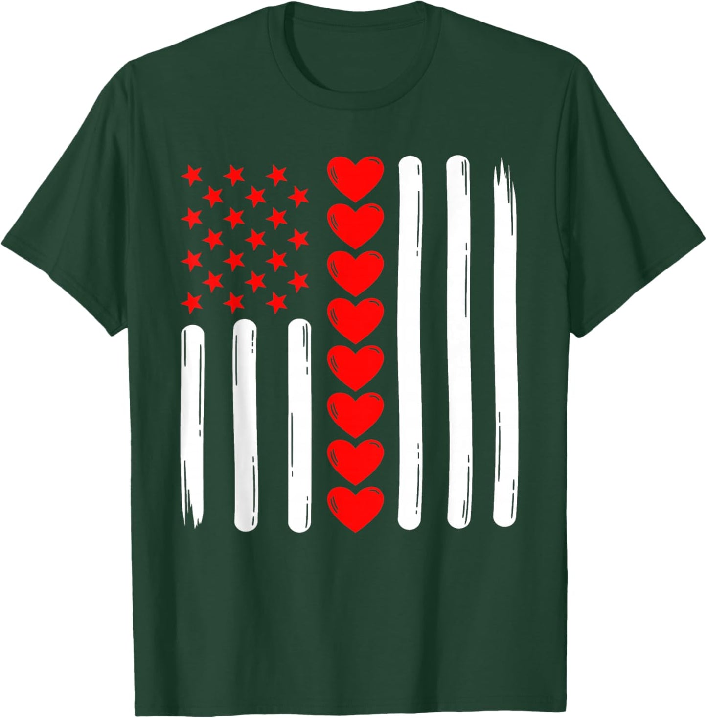 Retro Vintage USA Flag Valentines Day Women Kids T-Shirt - T-Shirt | Forest