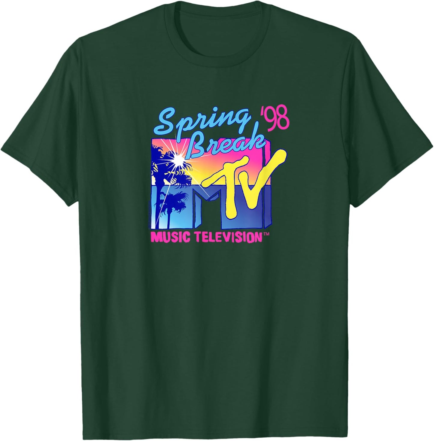 MTV Spring Break '98 Palm Tree Logo Vintage TV T-Shirt - T-Shirt | Forest