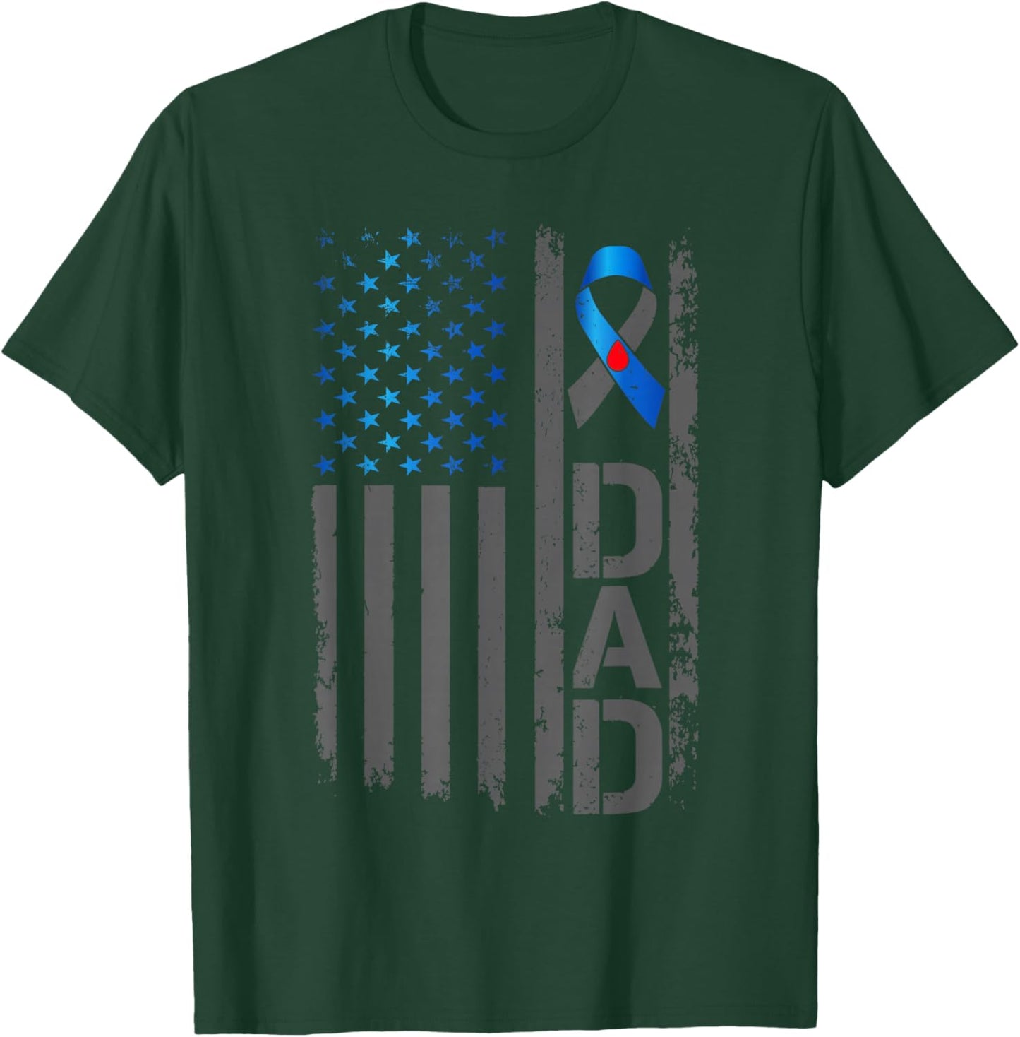 Type 1 Diabetes Awareness T1D Dad of Warrior Type 1 Diabetic T-Shirt - T-Shirt | Forest