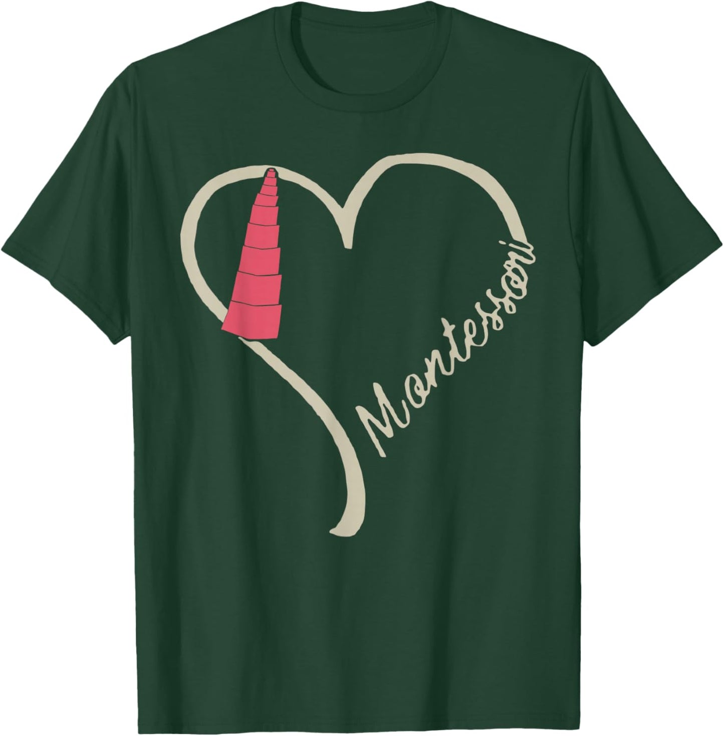 Cute Heart Montessori Teacher Appreciation Educator Costume T-Shirt - T-Shirt | Forest