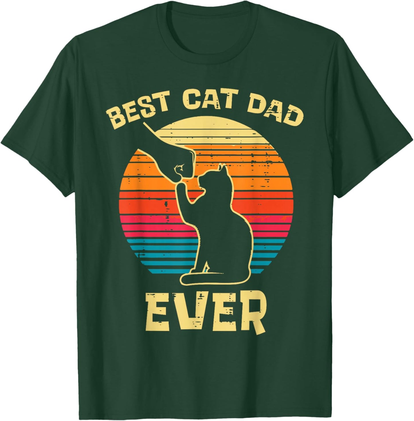 Best Cat Dad Ever Fist Bump Retro Kitten Fur Papa Daddy Men T-Shirt - T-Shirt | Forest