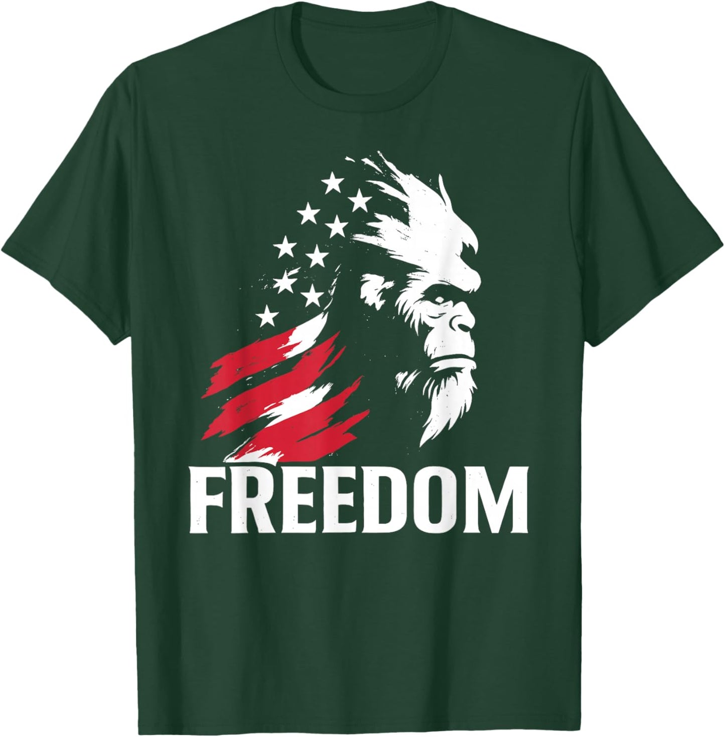 Vintage American Flag Bigfoot Freedom T-Shirt - T-Shirt | Forest