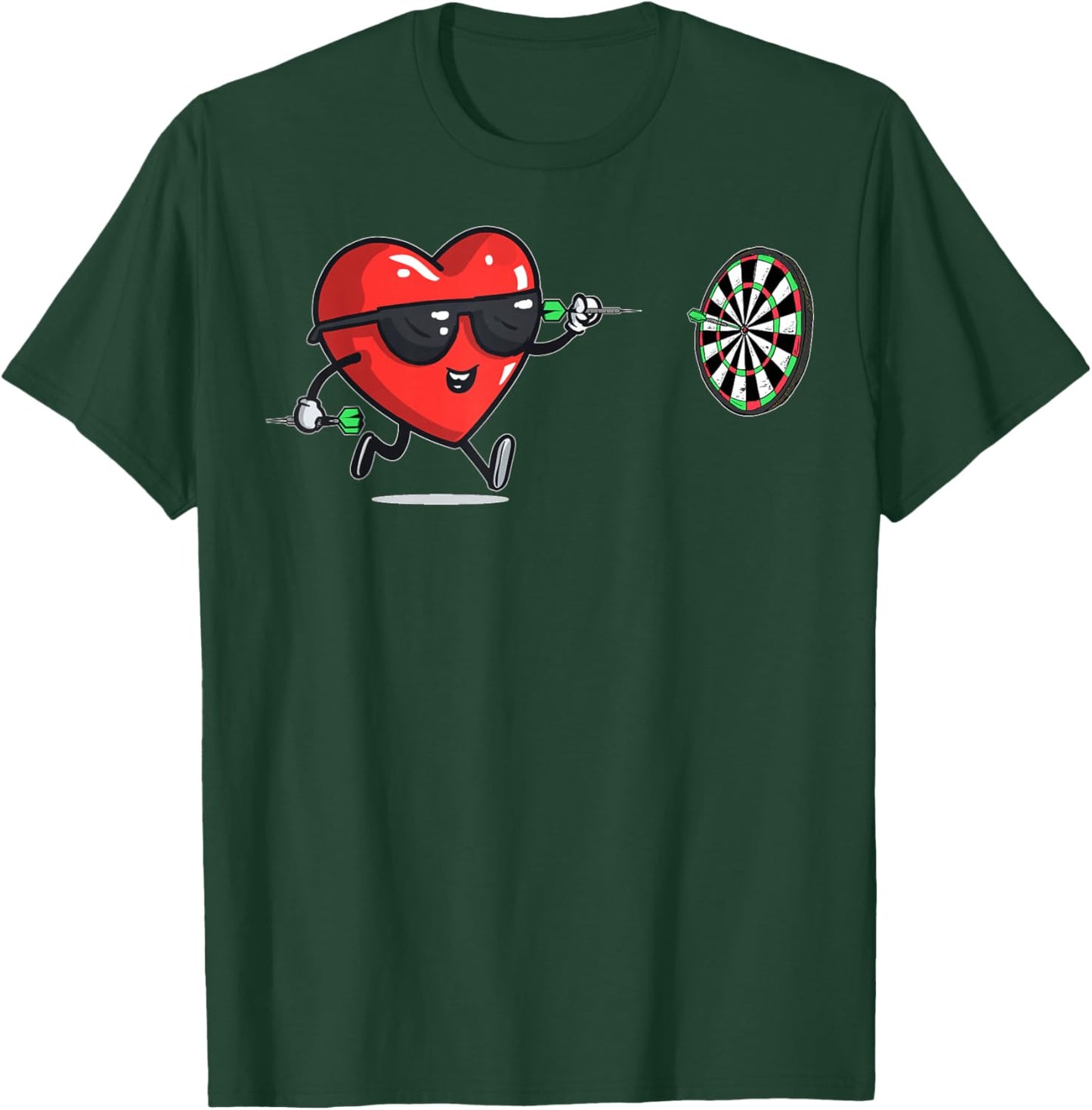 Darts Heart Player Dart Valentine's Day Sunglasses T-Shirt - T-Shirt | Forest