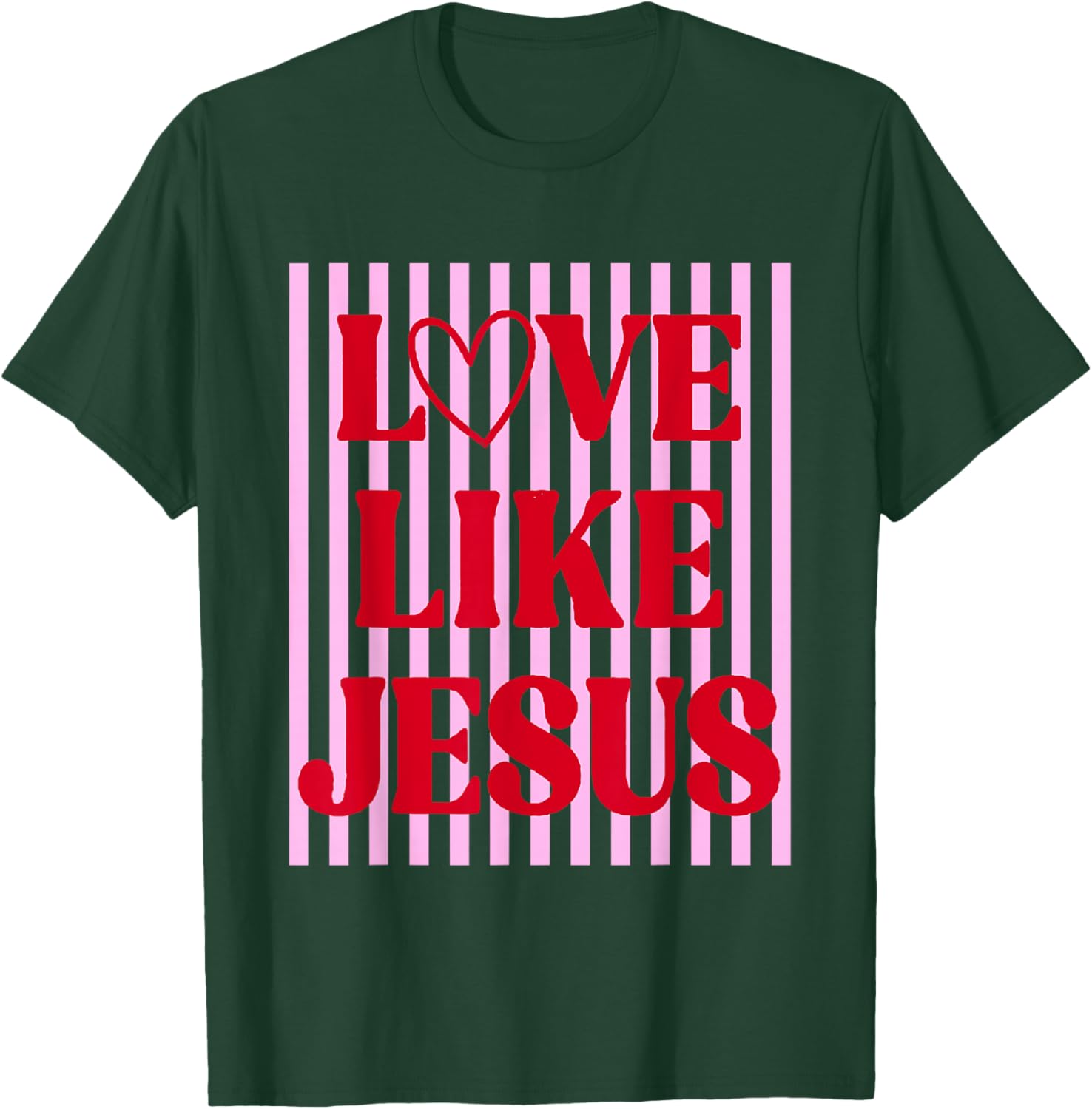 Retro Pink Red Love Like Jesus Funny Valentine Christian T-Shirt - T-Shirt | Forest