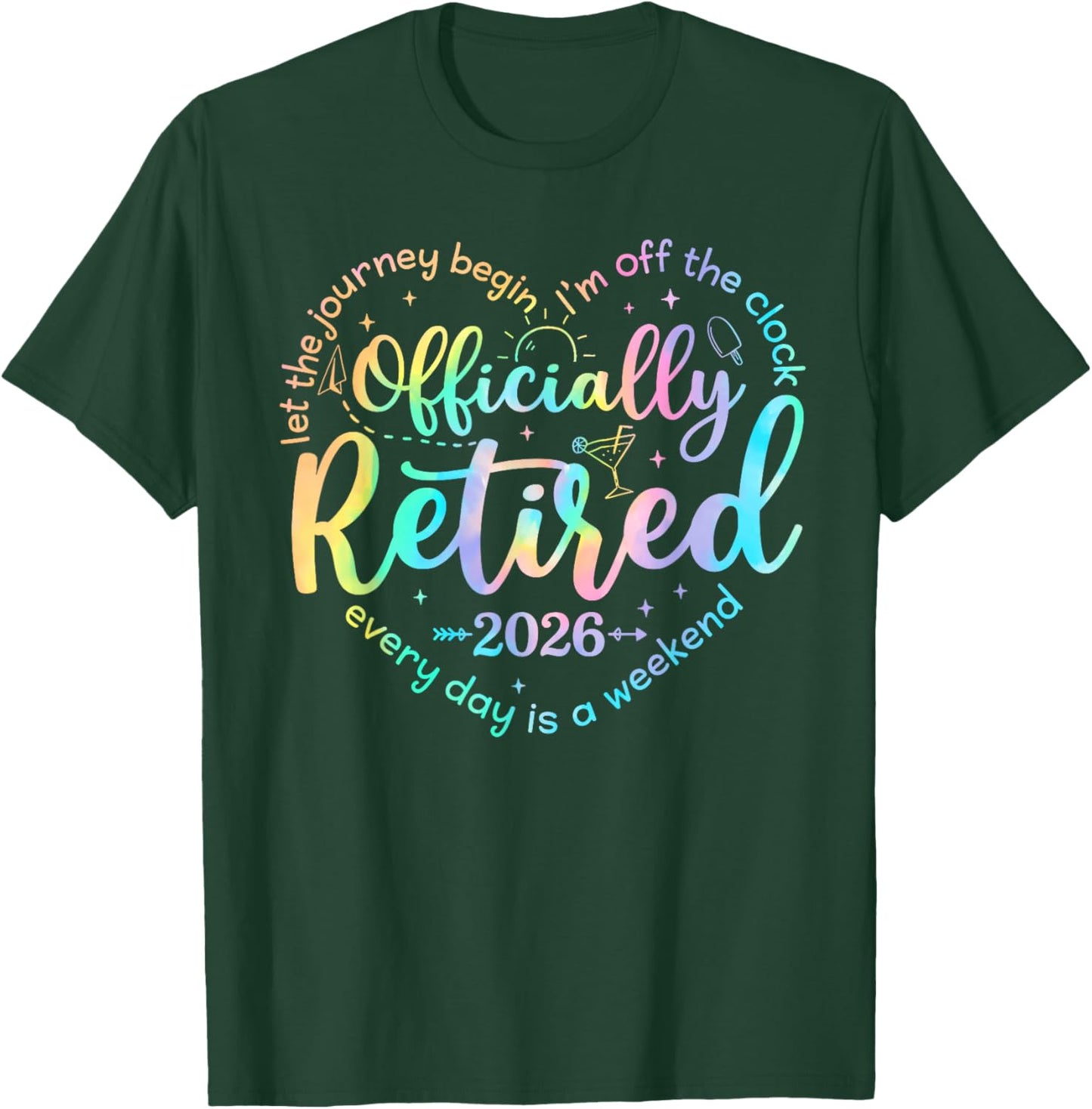 Retro Officially Retired 2026 Heart Funny Retirement Women T-Shirt - T-Shirt | Forest