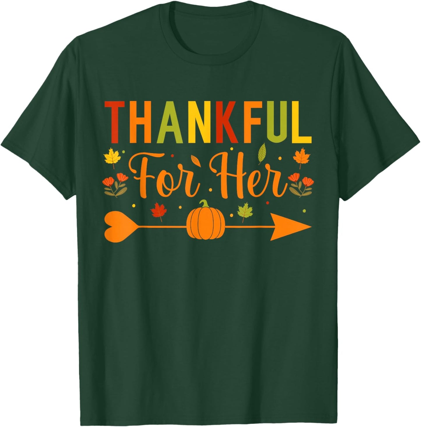 Thankful Couples Fall Matching Couple Thanksgiving T-Shirt - T-Shirt | Forest