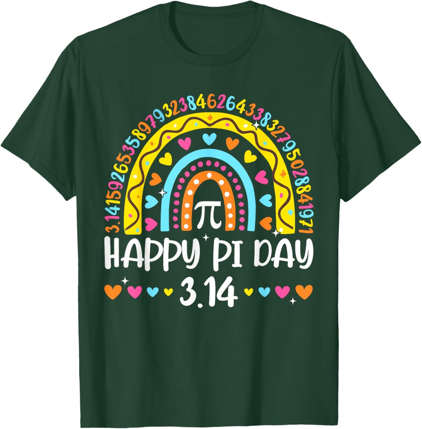Happy Pi Day 3.14 Number Rainbow Math Geek Teacher Boy Girl T-Shirt - T-Shirt | Forest