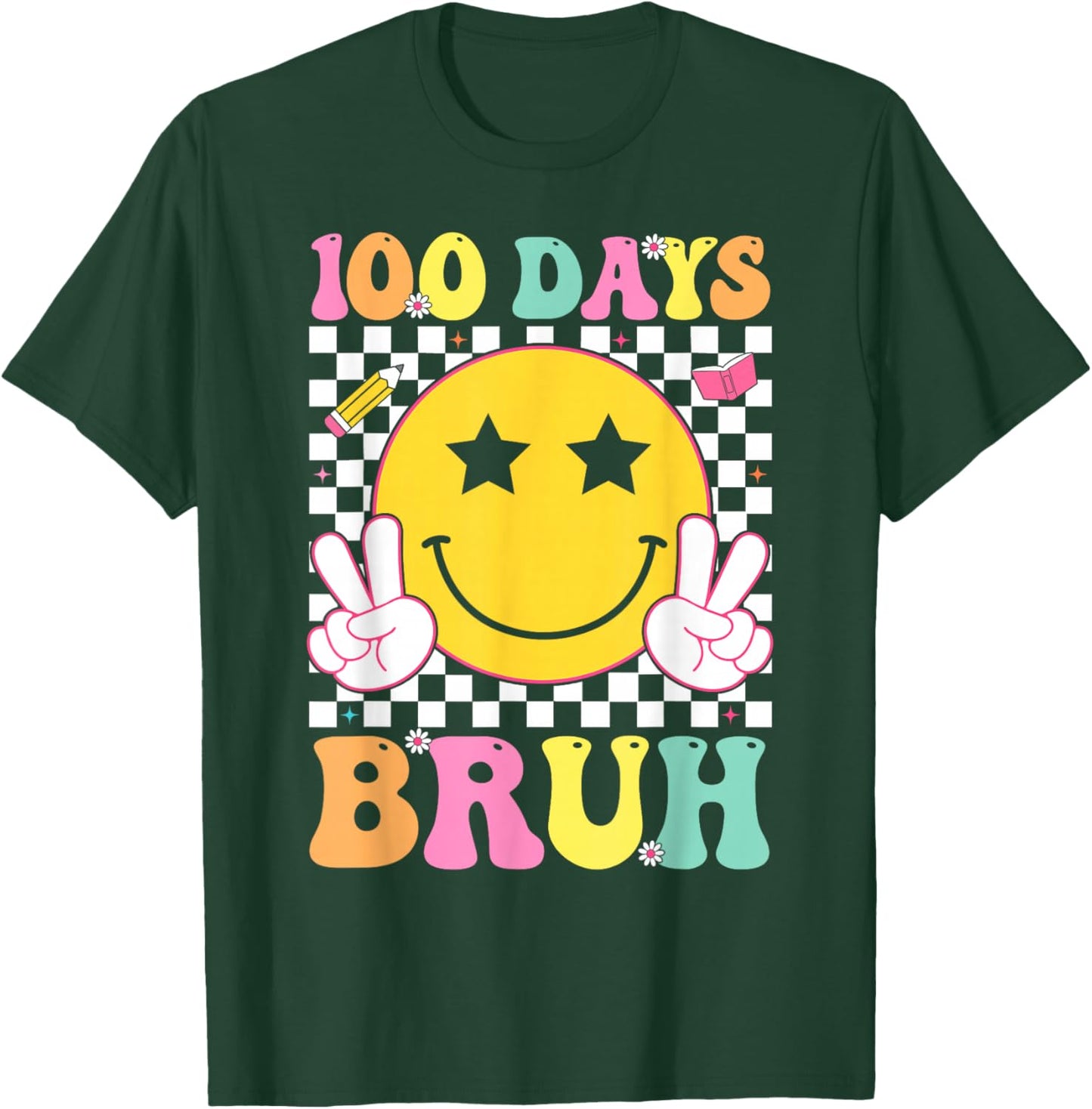 100 Days Bruh Boys Girls Kids 100th Day of School Teacher T-Shirt - T-Shirt | Forest