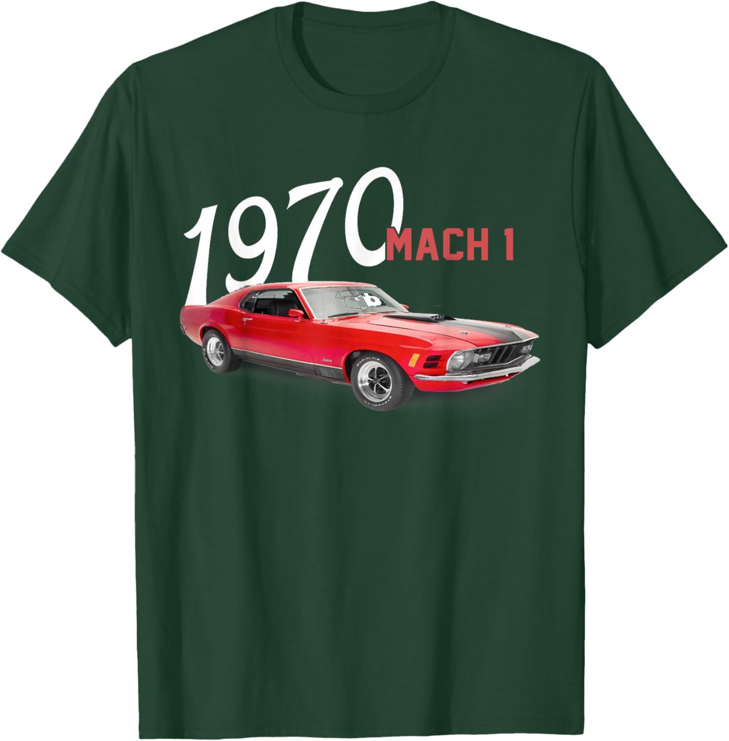 1970 70 Mach 1 Red Classic Vintage Old Car USA Flag T-Shirt - T-Shirt | Forest