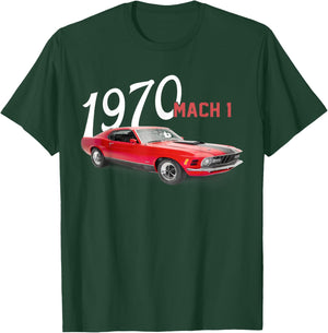 1970 70 Mach 1 Red Classic Vintage Old Car USA Flag T-Shirt - T-Shirt | Forest