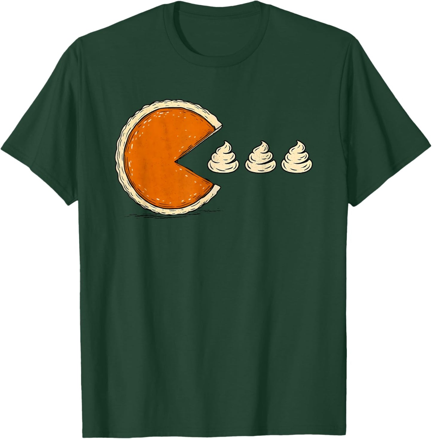 Funny Retro Arcade Game Thanksgiving Pumpkin Pie Chasing T-Shirt - T-Shirt | Forest