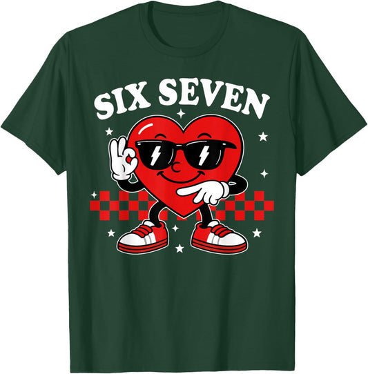 67 Valentine Heart Six Seven 6 7 Meme Valentines Day Kids T-Shirt - T-Shirt | Forest