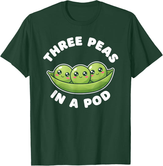 Funny Three Peas in A Pod Cute Kawaii T-Shirt - T-Shirt | Forest