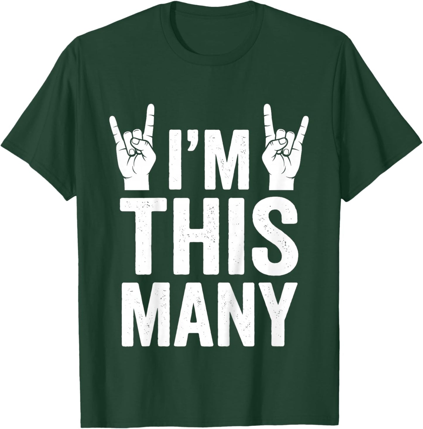 Kids I'm This Many 4th Birthday Rock Hands 4 Year Old T-Shirt - T-Shirt | Forest