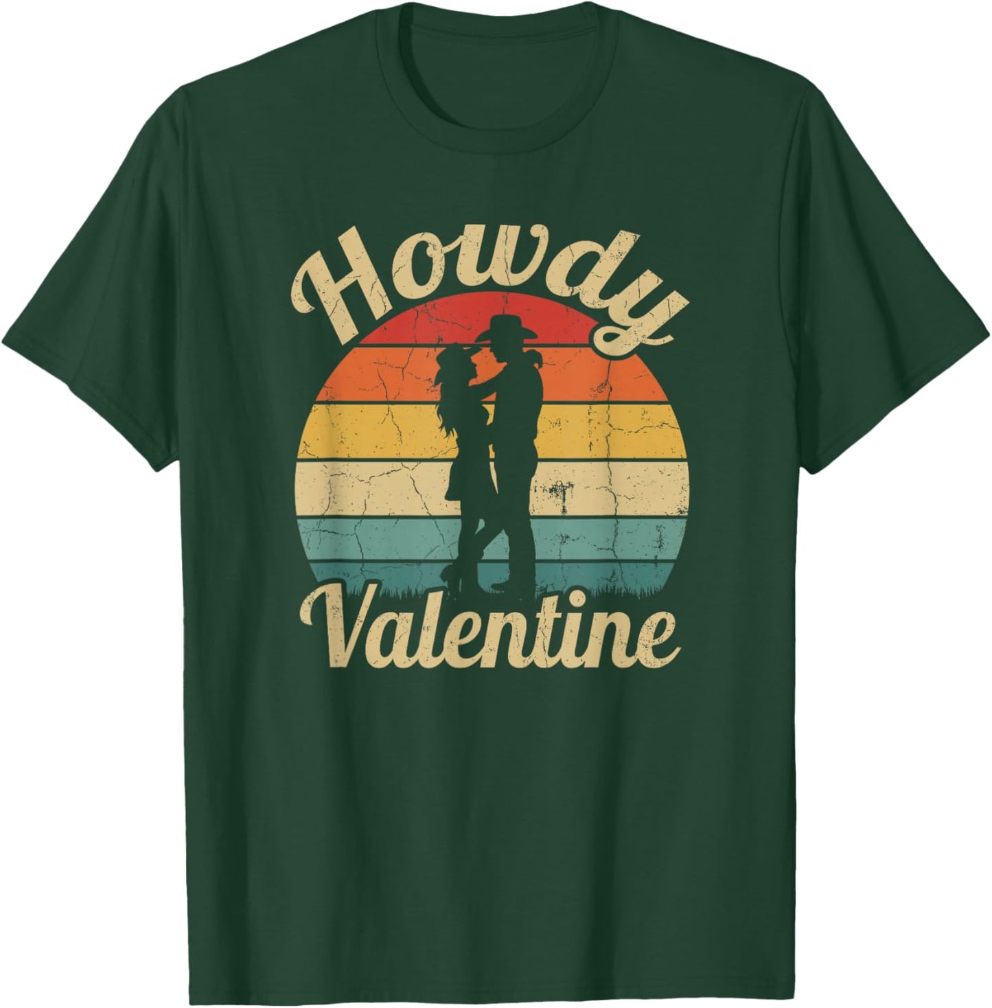 Vintage Howdy Valentine Cute Cowboy Cowgirl Western T-Shirt - T-Shirt | Forest