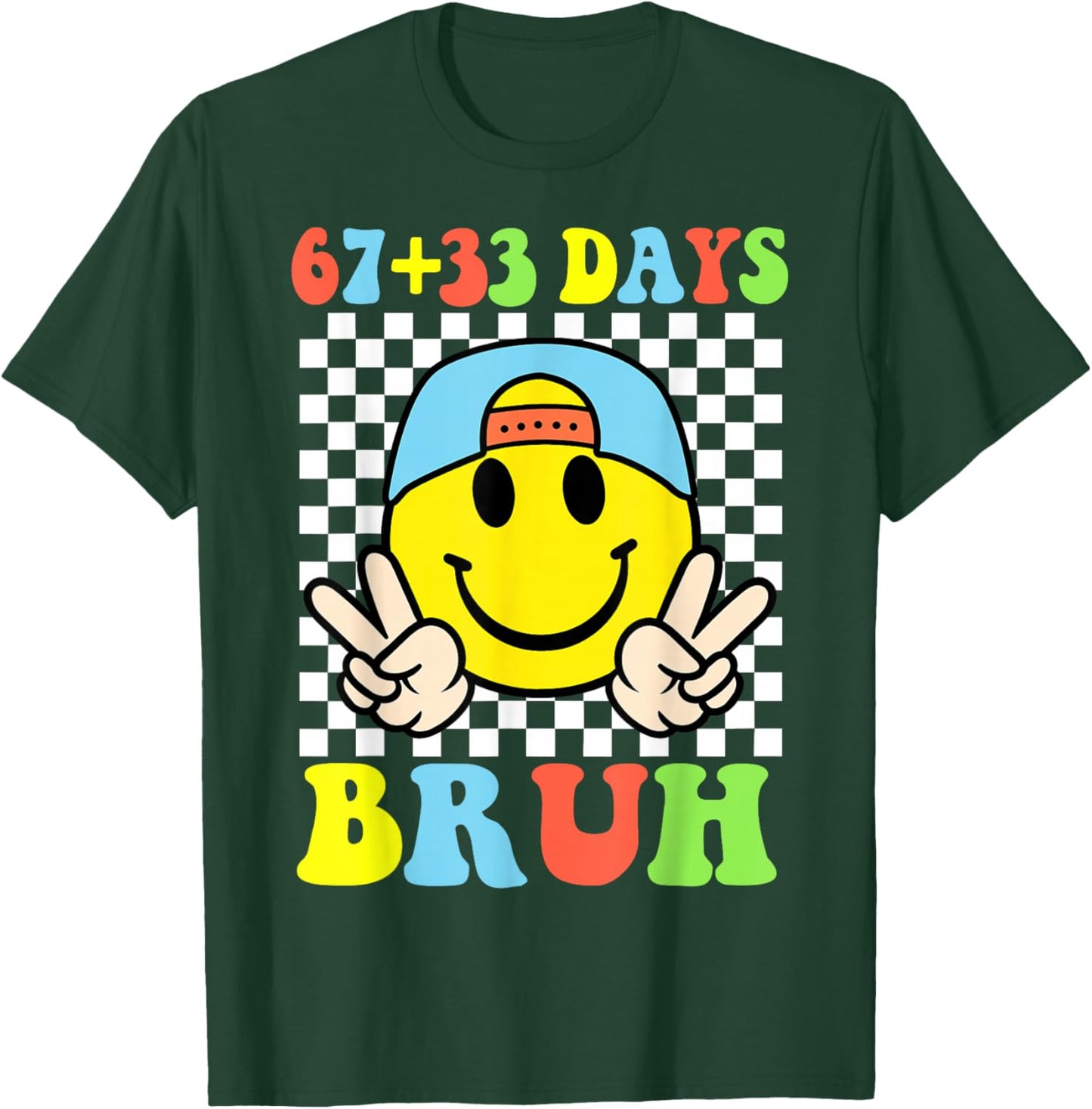 Bruh 67 33 Days of School 100 Boy Kids 100th Day of School T-Shirt - T-Shirt | Forest
