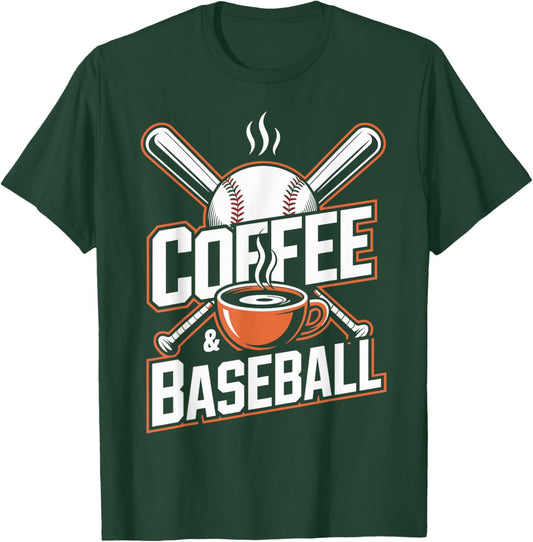 Coffee and Baseball Funny T-Shirt - T-Shirt | Forest