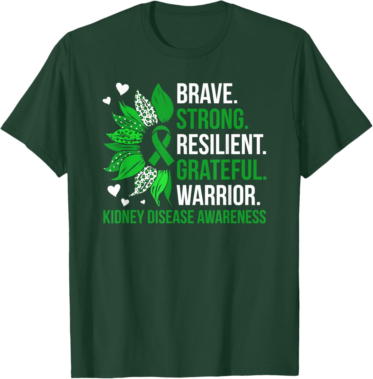 Brave Kidney Disease Warrior Kidney Disease Awareness Month T-Shirt - T-Shirt | Forest