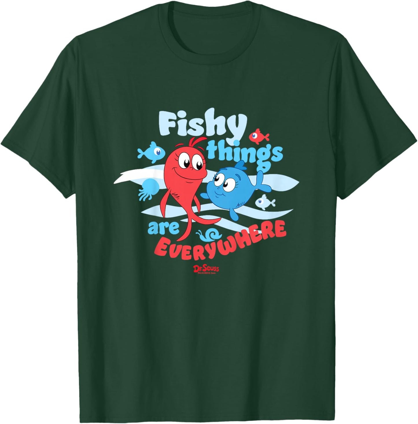 Red Fish, Blue Fish Fishy Things Officially Licensed Youth T-Shirt - T-Shirt | Forest