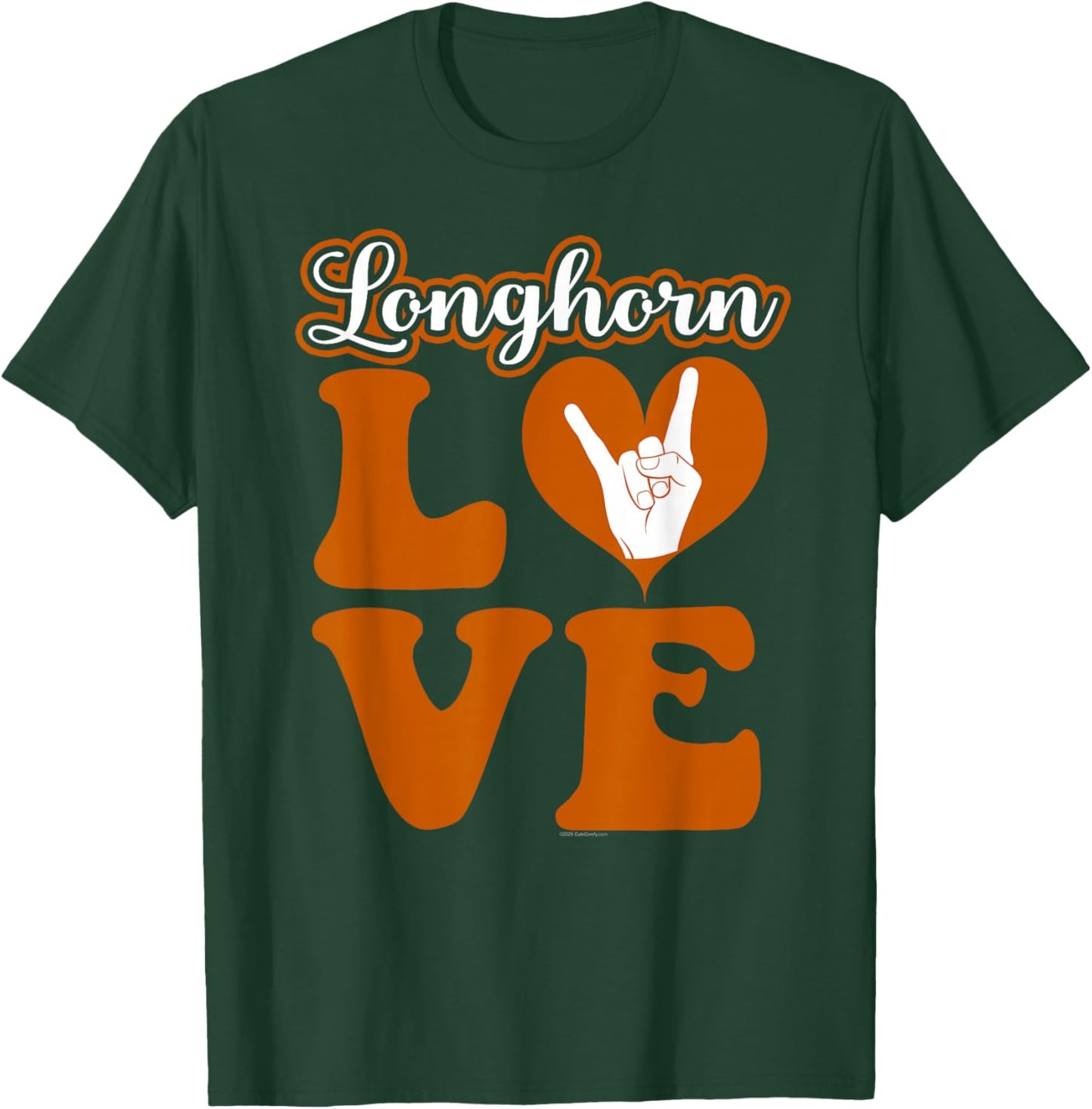 Love Longhorn Girl Heart Cute Retro Letters T-Shirt - T-Shirt | Forest