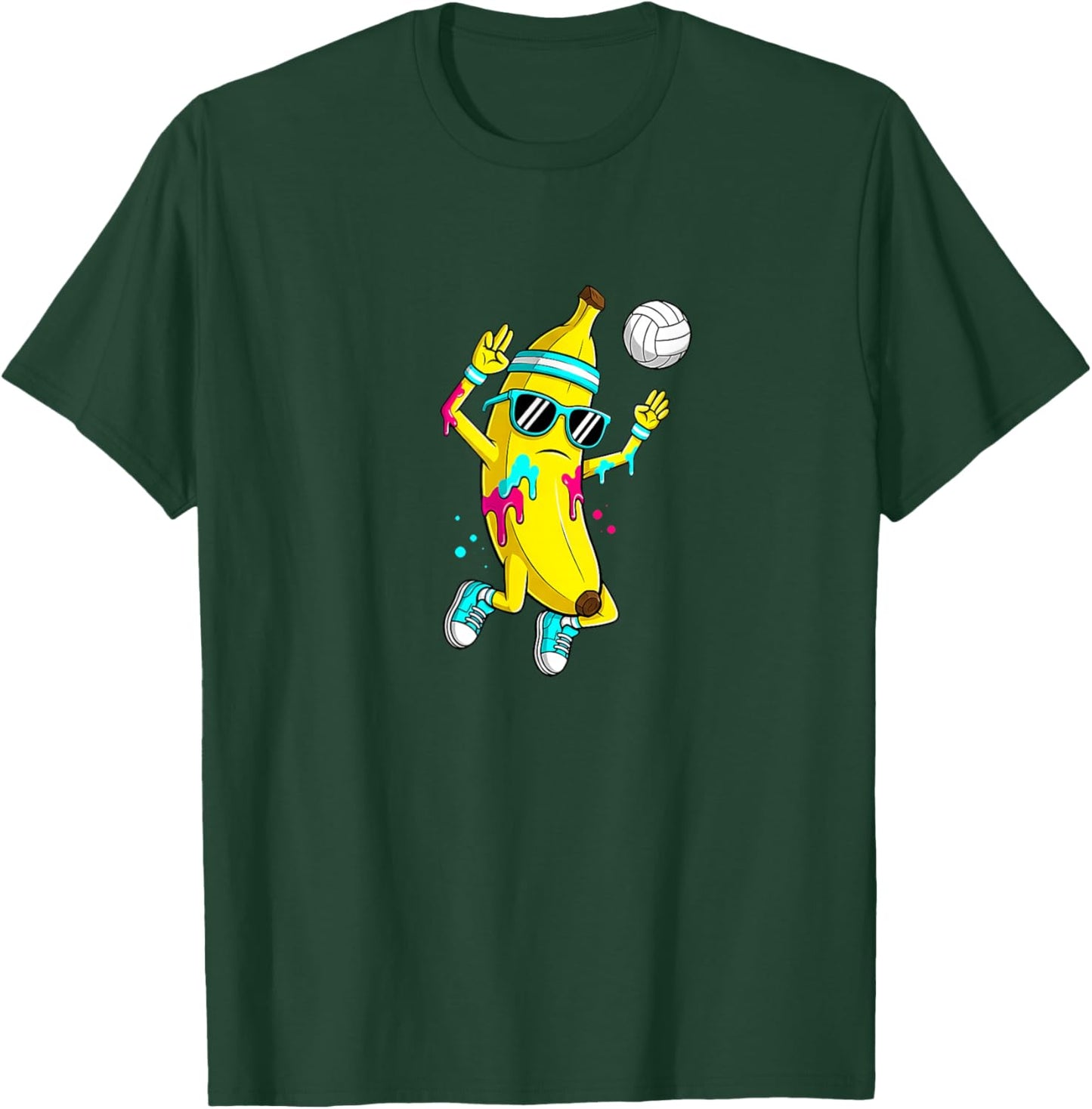 Funny Banana Volleyball Player Graphic T-Shirt - T-Shirt | Forest