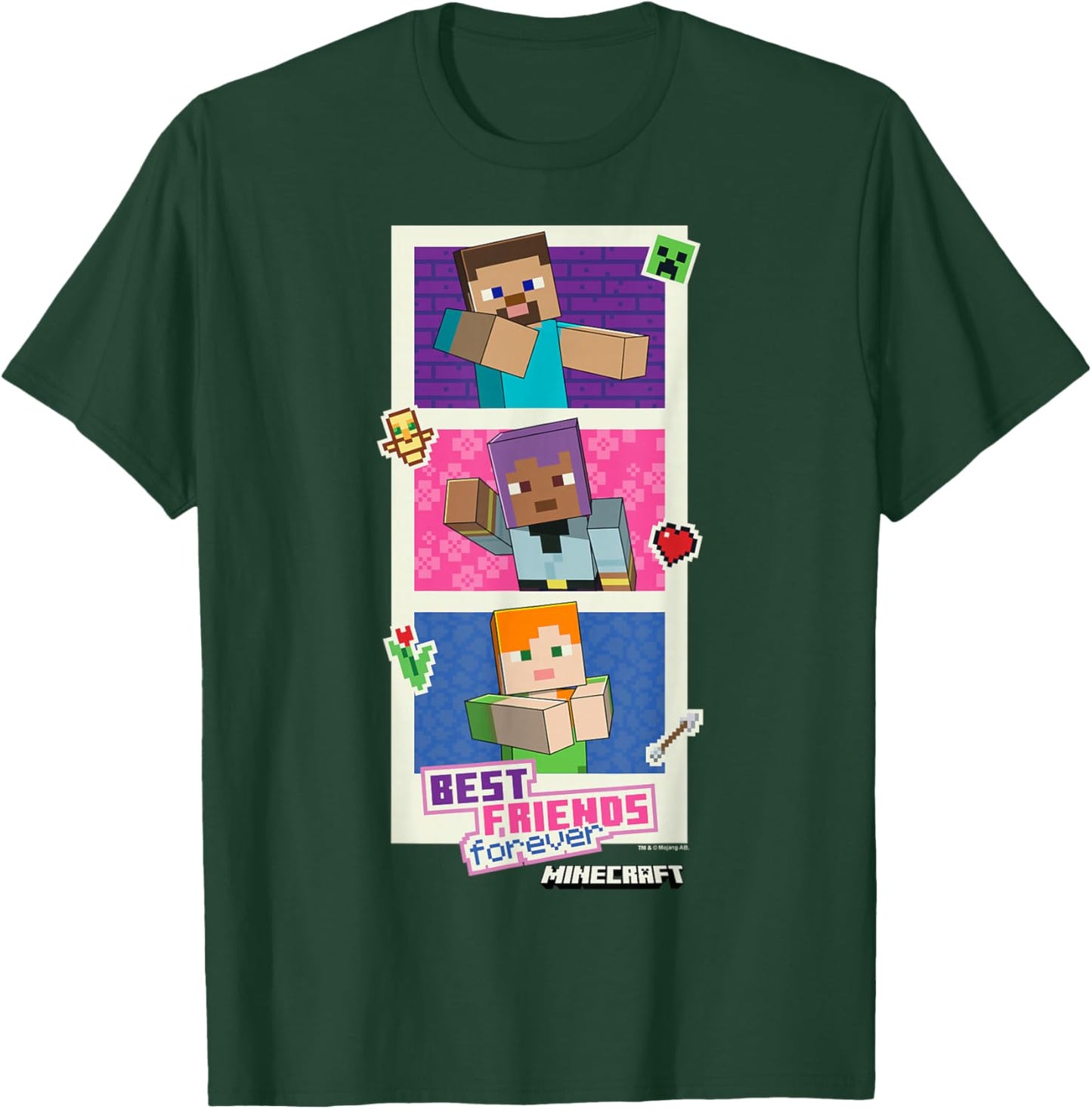 Minecraft Valentine's Day Best Friends Forever Photo Booth T-Shirt - T-Shirt | Forest
