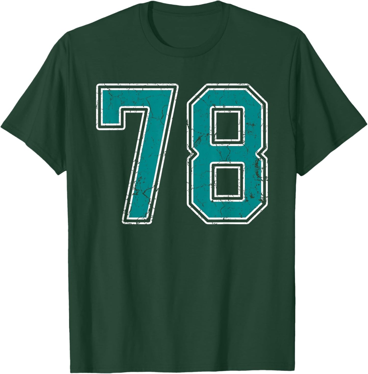 Teal and White Number 78 Jersey Player Uniform #78 Fan T-Shirt - T-Shirt | Forest