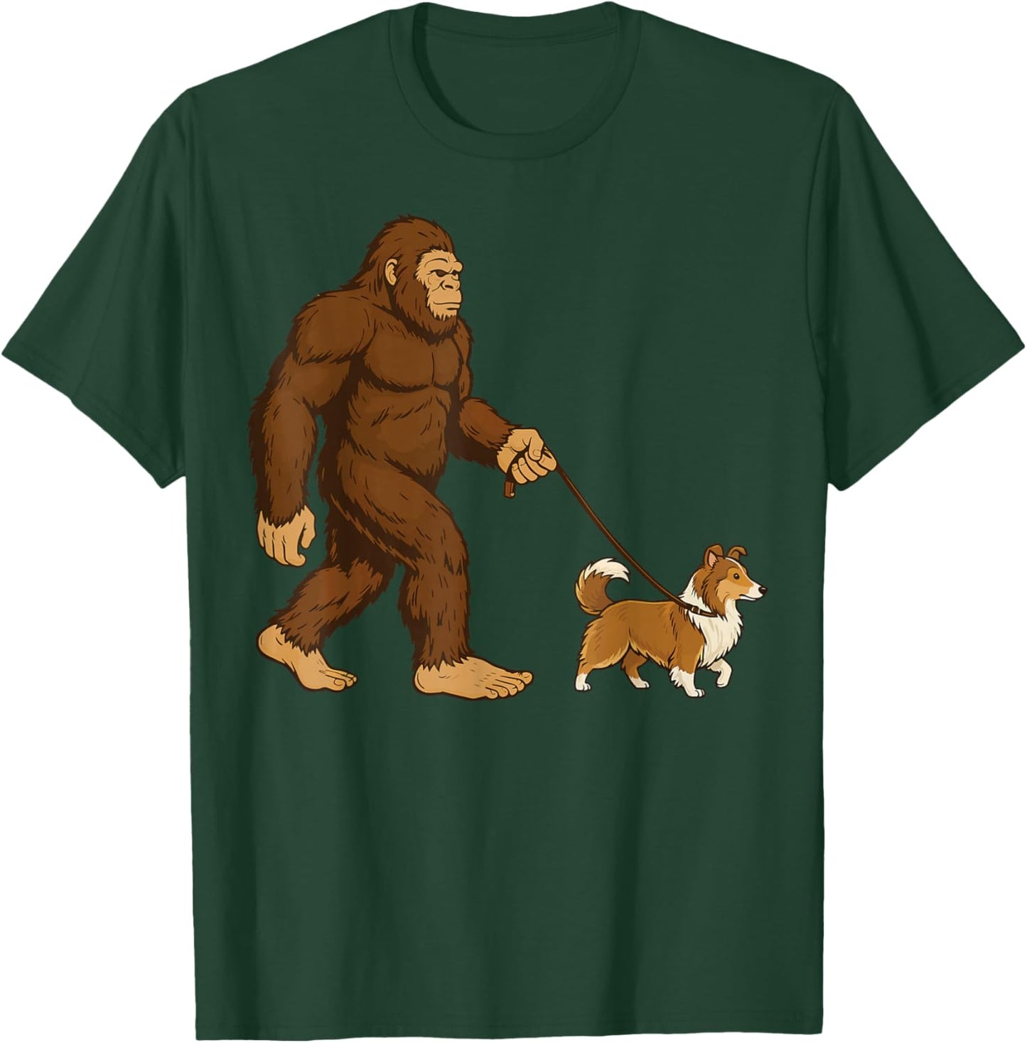 Bigfoot Shetland Sheepdog Retro Sheltie T-Shirt - T-Shirt | Forest