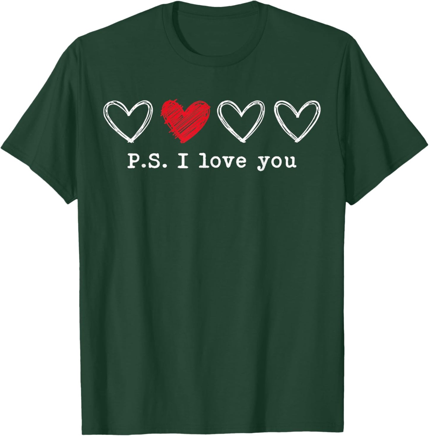 PS I Love You Day Valentine's Day Purple Heart Women Men Kid T-Shirt - T-Shirt | Forest