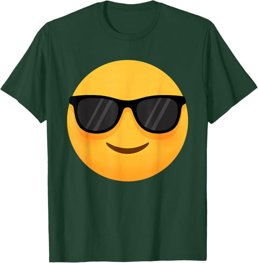 Funny Emoticon Cool Smiling Face with Sunglasses T-Shirt - T-Shirt | Forest