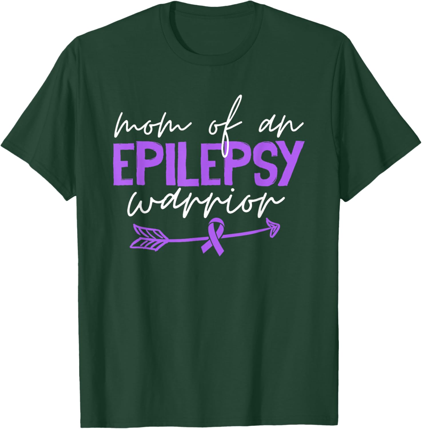 Mom of an Epilepsy Warrior Purple Ribbon Epilepsy Awareness T-Shirt - T-Shirt | Forest
