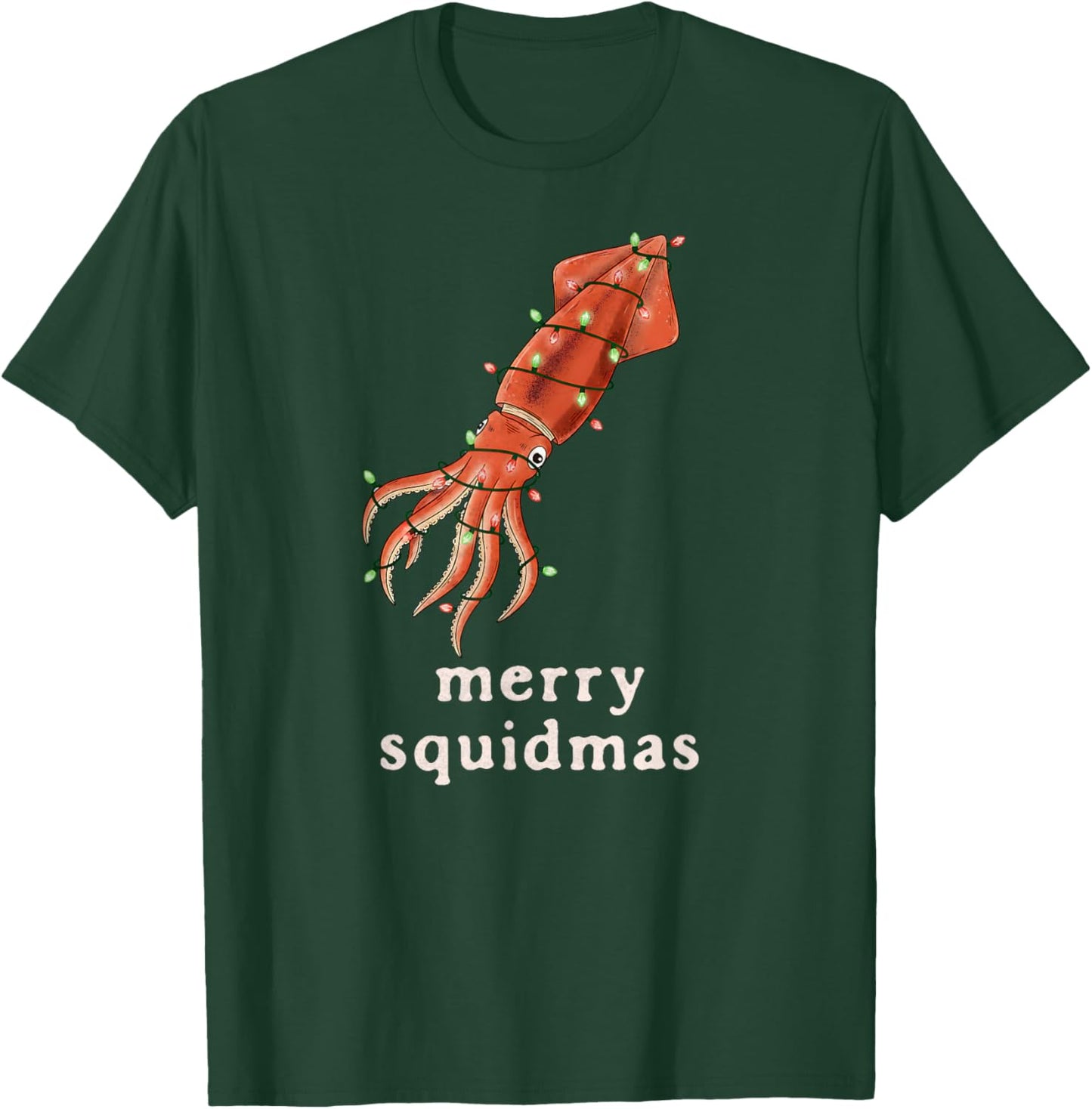 Merry Squidmas Funny Squid Christmas Joke Sea Creature T-Shirt - T-Shirt | Forest