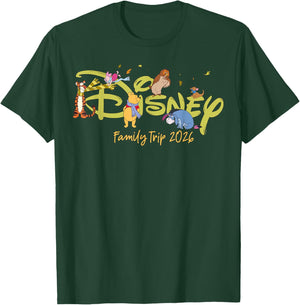 Disney Winnie The Pooh & Friends Logo Family Trip 2026 T-Shirt - T-Shirt | Forest