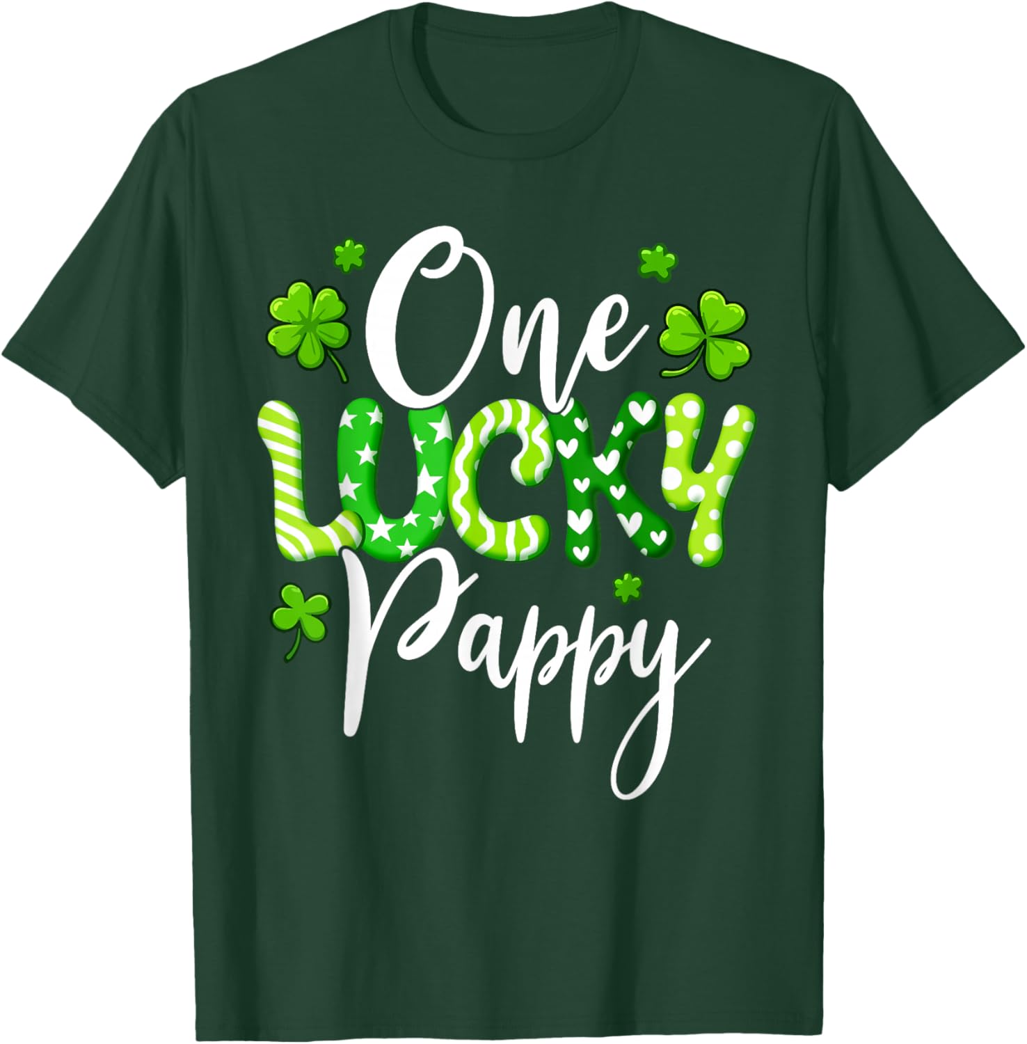 One Lucky Pappy Shamrock Pappy St Patrick's Day T-Shirt - T-Shirt | Forest