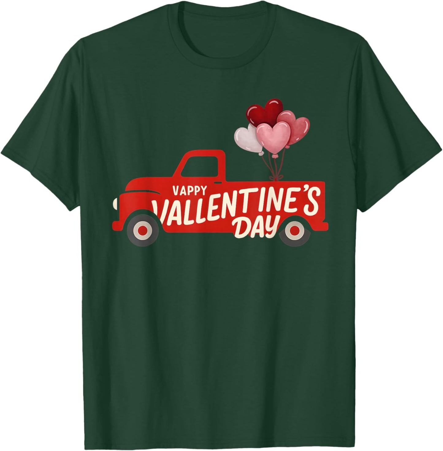 Funny Red Truck Hearts Valentines Day Country Farm Romance T-Shirt - T-Shirt | Forest