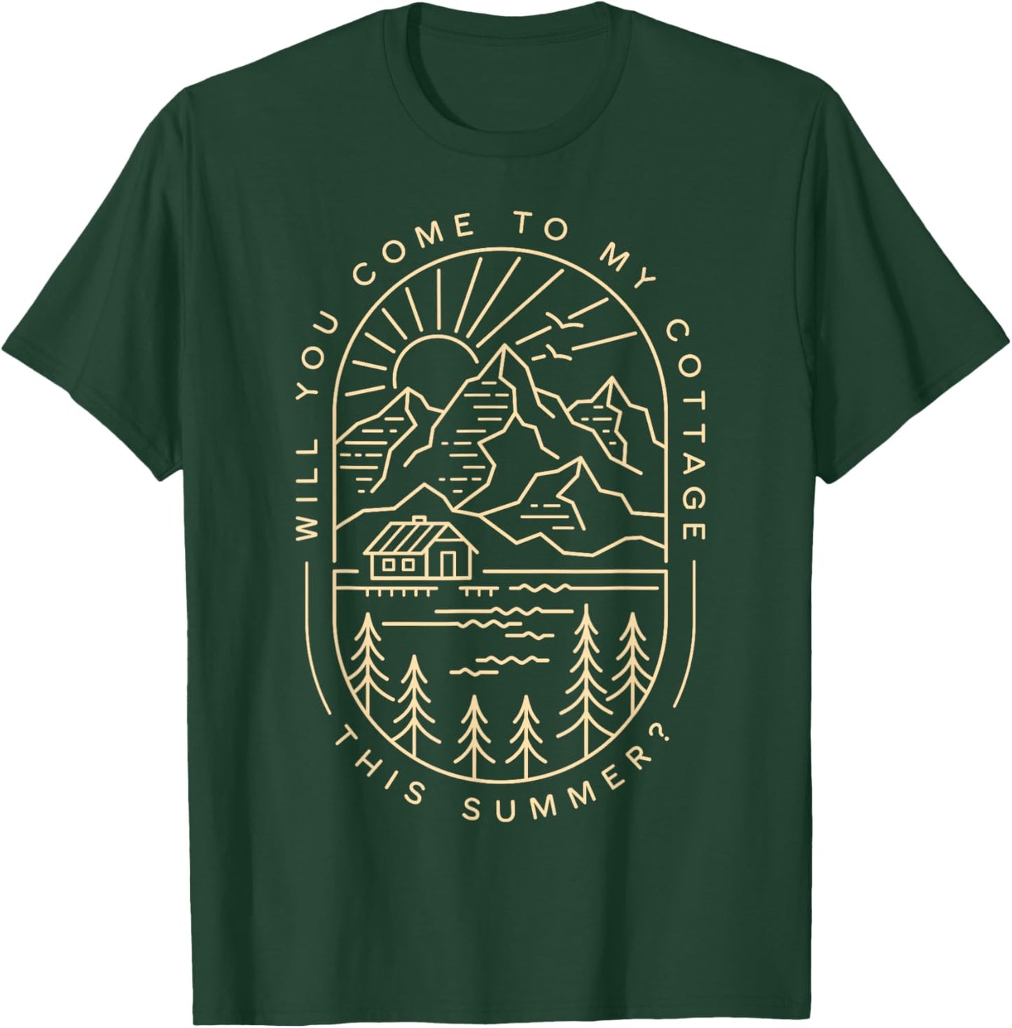 Cottage Coming WYCTMCTS Unique Summer Line Art T-Shirt - T-Shirt | Forest