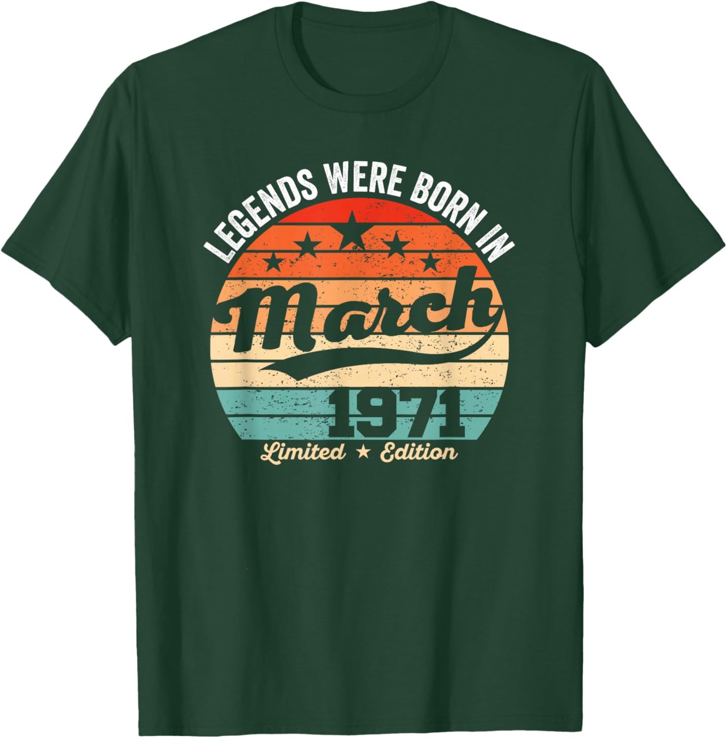 Vintage 55th Birthday Legends were Born in March 1971 T-Shirt - T-Shirt | Forest