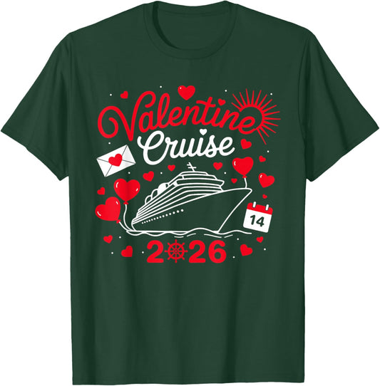 Cute Valentine Cruise 2026 Matching Couple Holiday T-Shirt - T-Shirt | Forest