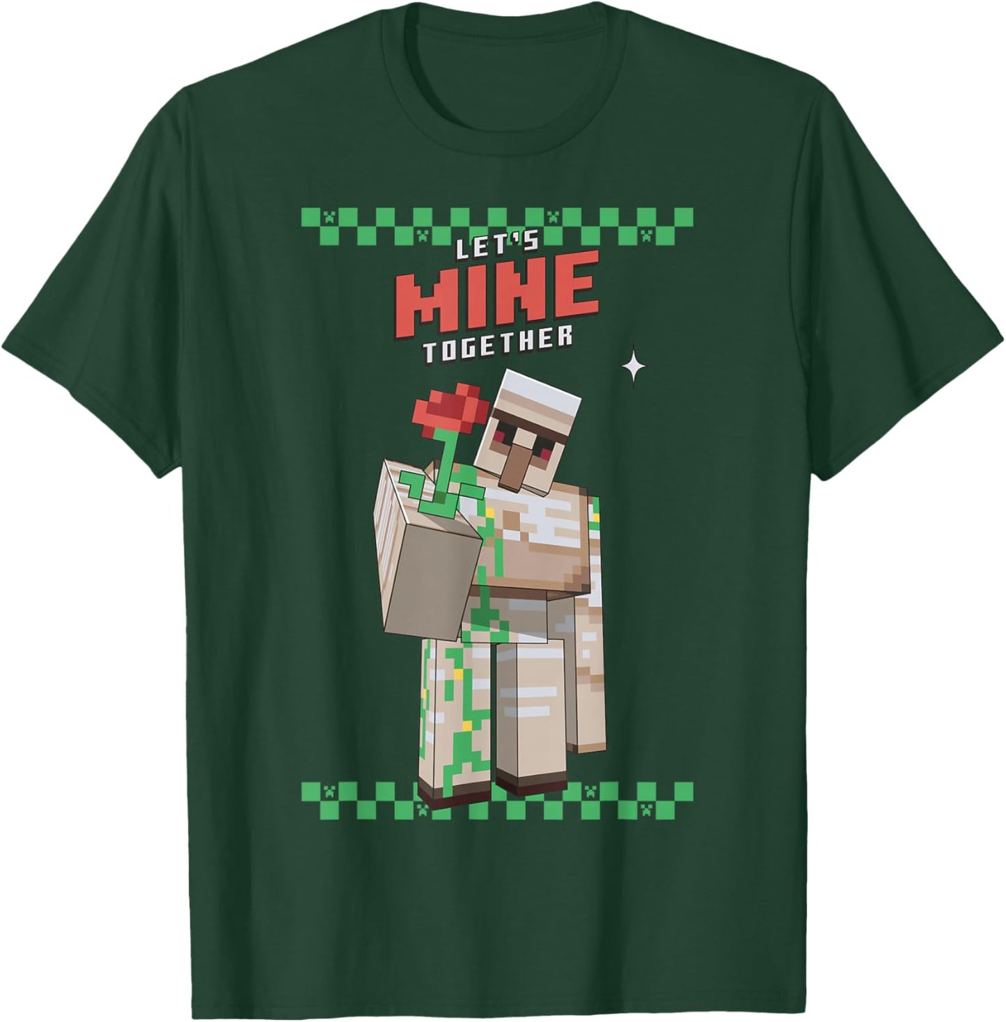 Minecraft Iron Golem Rose Sweet T-Shirt - T-Shirt | Forest