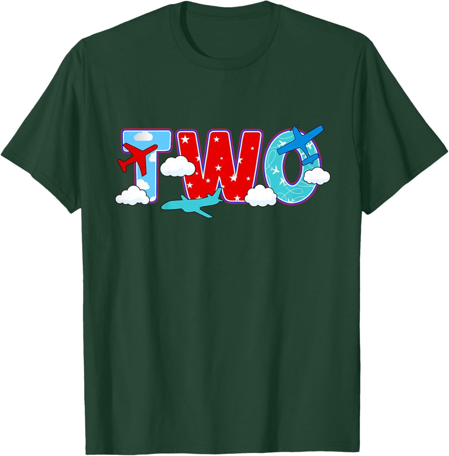 2nd Airplane Birthday Party Two Year Old Pilot Birthday T-Shirt - T-Shirt | Forest
