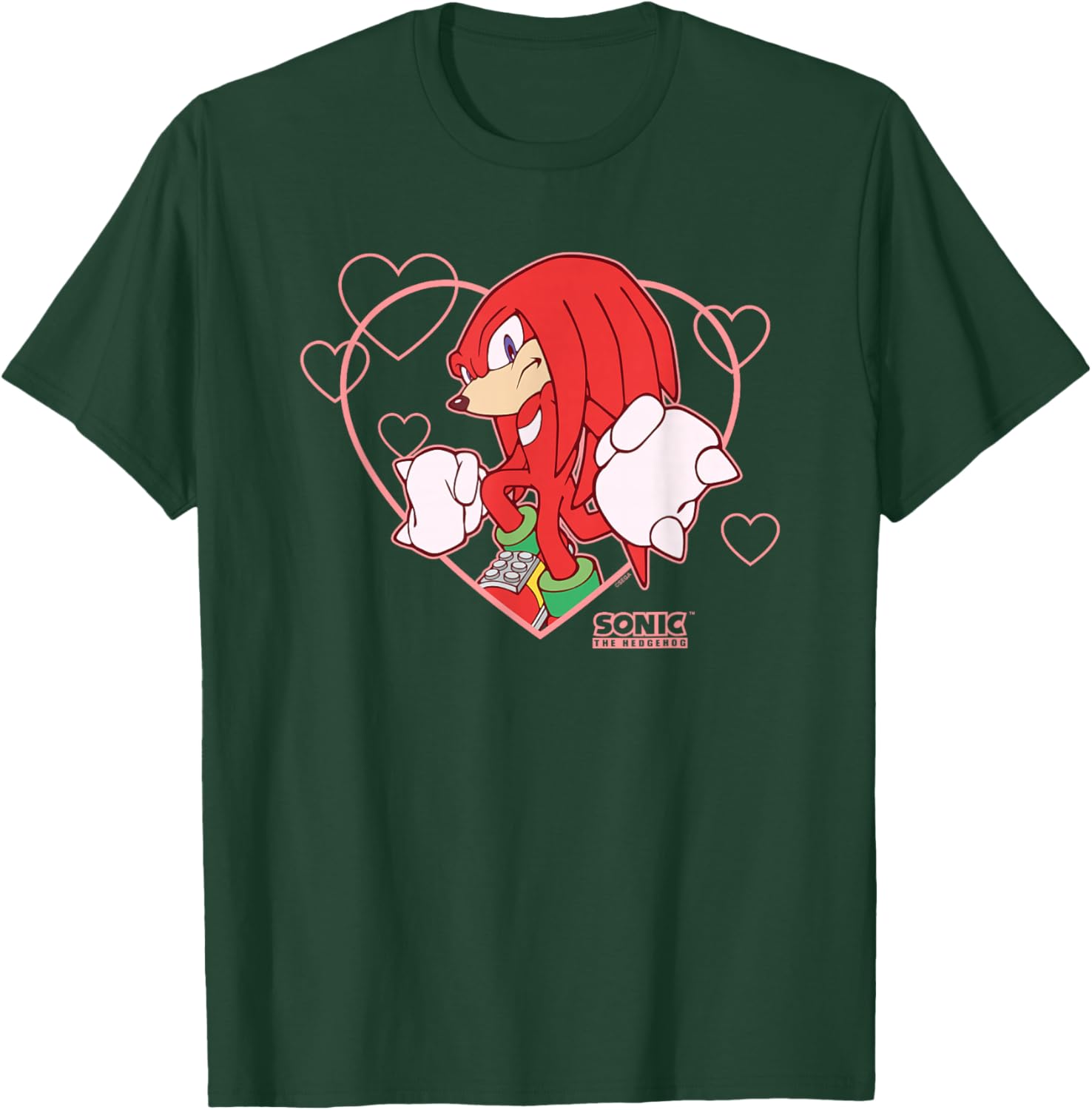 Sonic The Hedgehog Valentine's Day Knuckles Heart Portrait T-Shirt - T-Shirt | Forest
