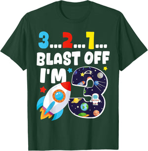 3...2...1... Blast Off! I'm 3 Space Birthday Party 3rd T-Shirt - T-Shirt | Forest